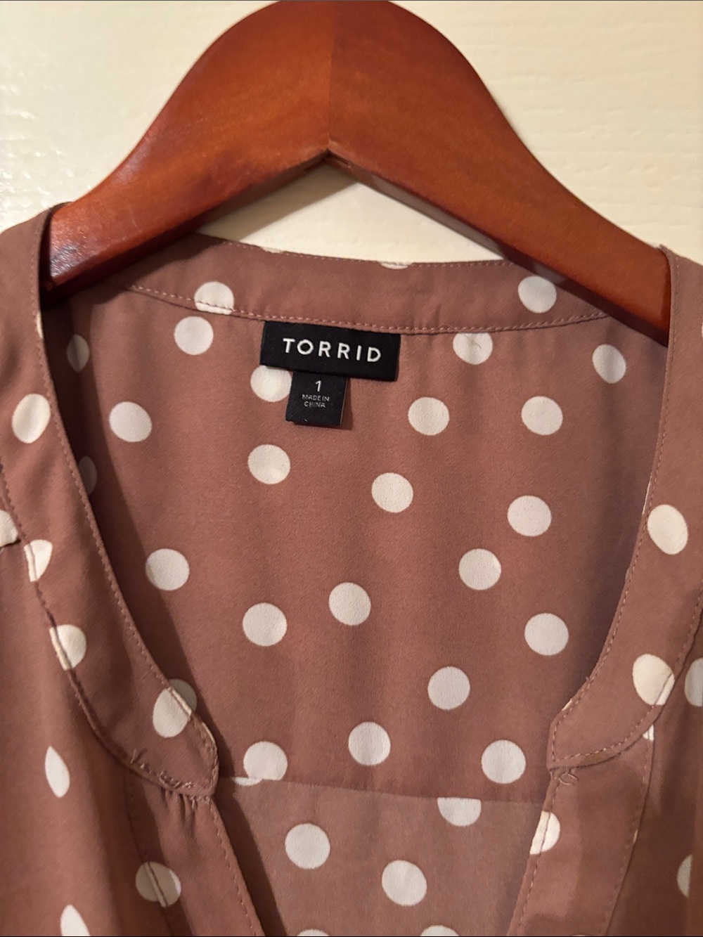 Torrid Peplum Georgette Button-Front Tie-Front Blouse Brown and Cream Size 1X - Picture 7 of 12